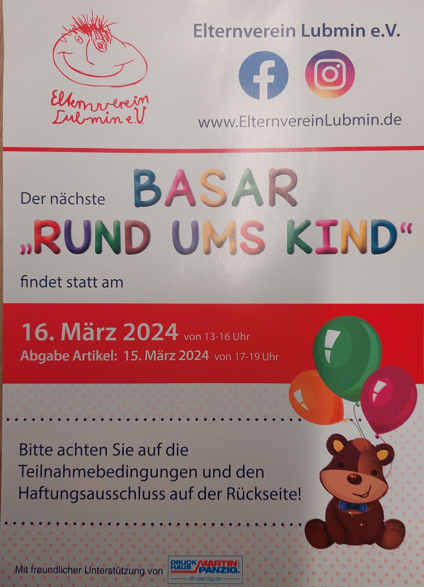 Vorankündigung Basar März 2024 – Willkommen beim Elternverein Lubmin e.V.